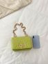 Mini Neon Lime Square Bag Studded Decor Quilted Flap Chain