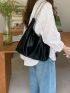 Minimalist Chain Shoulder Tote Bag Solid Color