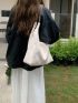 Minimalist Chain Shoulder Tote Bag Solid Color