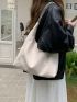 Minimalist Chain Shoulder Tote Bag Solid Color