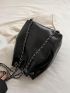 Twist Lock Chain Drawstring Backpack Solid Color