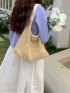 Minimalist Straw Bag Contrast Binding Vacation Style