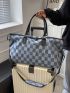 Checkered Pattern Duffel Bag Double Handle Fashion Style