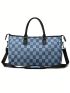 Checkered Pattern Duffel Bag Double Handle Fashion Style