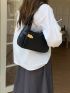 Minimalist Shoulder Bag Solid Color Twist Lock