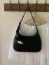 Minimalist Shoulder Bag Solid Color Twist Lock