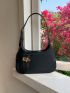 Minimalist Shoulder Bag Solid Color Twist Lock