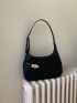 Minimalist Shoulder Bag Solid Color Twist Lock