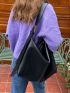 Minimalist Large Capacity Hobo Bag Solid Color