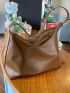 Minimalist Large Capacity Hobo Bag Solid Color