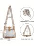 Clear Contrast Binding Square Bag With Leopard Pattern Strap