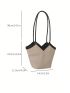 Contrast Binding Straw Bag Double Handle Vacation Style