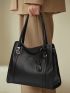 Minimalist Shoulder Tote Bag Genuine Leather Double Handle