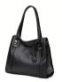 Minimalist Shoulder Tote Bag Genuine Leather Double Handle