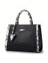 Crocodile Embossed Tote Bag Genuine Leather