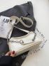 Minimalist Chain Baguette Bag Letter Detail Fashion Style