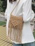 Mini Fringe Decor Flap Crochet Bag Vacation Style