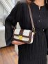 Crocodile Embossed Flap Square Bag Colorblock