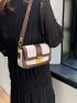 Crocodile Embossed Flap Square Bag Colorblock