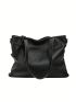 Litchi Embossed Shoulder Tote Bag Genuine Leather