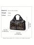 Leopard Pattern Double Handle Boston Bag Genuine Leather