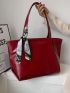 Large Capacity Solid Color Shoulder Tote Bag Double Handle