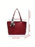 Large Capacity Solid Color Shoulder Tote Bag Double Handle