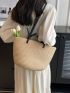 Minimalist Straw Bag Double Handle Vacation Style