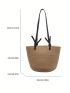 Minimalist Straw Bag Double Handle Vacation Style