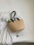 Minimalist Straw Bag Double Handle Vacation Style