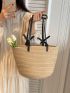 Minimalist Straw Bag Double Handle Vacation Style