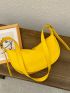 Minimalist Hobo Bag Medium Zipper Pu Yellow