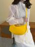 Minimalist Hobo Bag Medium Zipper Pu Yellow