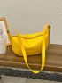 Minimalist Hobo Bag Medium Zipper Pu Yellow