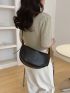 Minimalist Hobo Bag Medium Zipper Black Pu