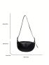 Minimalist Hobo Bag Medium Zipper Black Pu