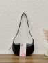 Minimalist Hobo Bag Medium Zipper Black Pu