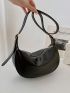 Minimalist Hobo Bag Medium Zipper Black Pu