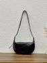 Minimalist Hobo Bag Medium Zipper Black Pu