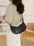 Minimalist Hobo Bag Medium Zipper Black Pu