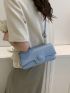 Minimalist Flap Square Bag Small Blue Pu