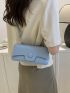 Minimalist Flap Square Bag Small Blue Pu