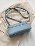 Minimalist Flap Square Bag Small Blue Pu