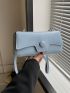 Minimalist Flap Square Bag Small Blue Pu