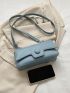 Minimalist Flap Square Bag Small Blue Pu