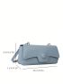 Minimalist Flap Square Bag Small Blue Pu