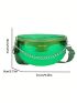 Metallic Chain Decor Fanny Pack Crocodile Embossed Funky