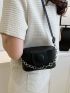 Mini Square Bag Chain Decor Flap Black