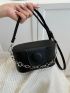 Mini Square Bag Chain Decor Flap Black