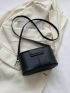 Mini Square Bag Chain Decor Flap Black